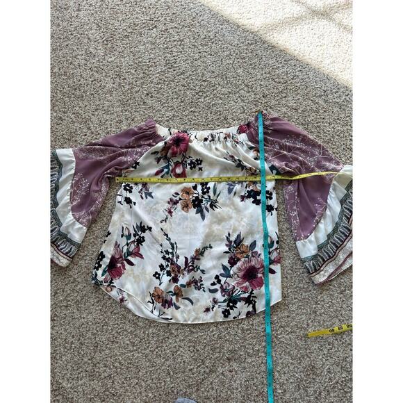 WHITE HOUSE BLACK MARKET Blouse/Shirt, size Large, floral, bell sleeves - Picture 6 of 7